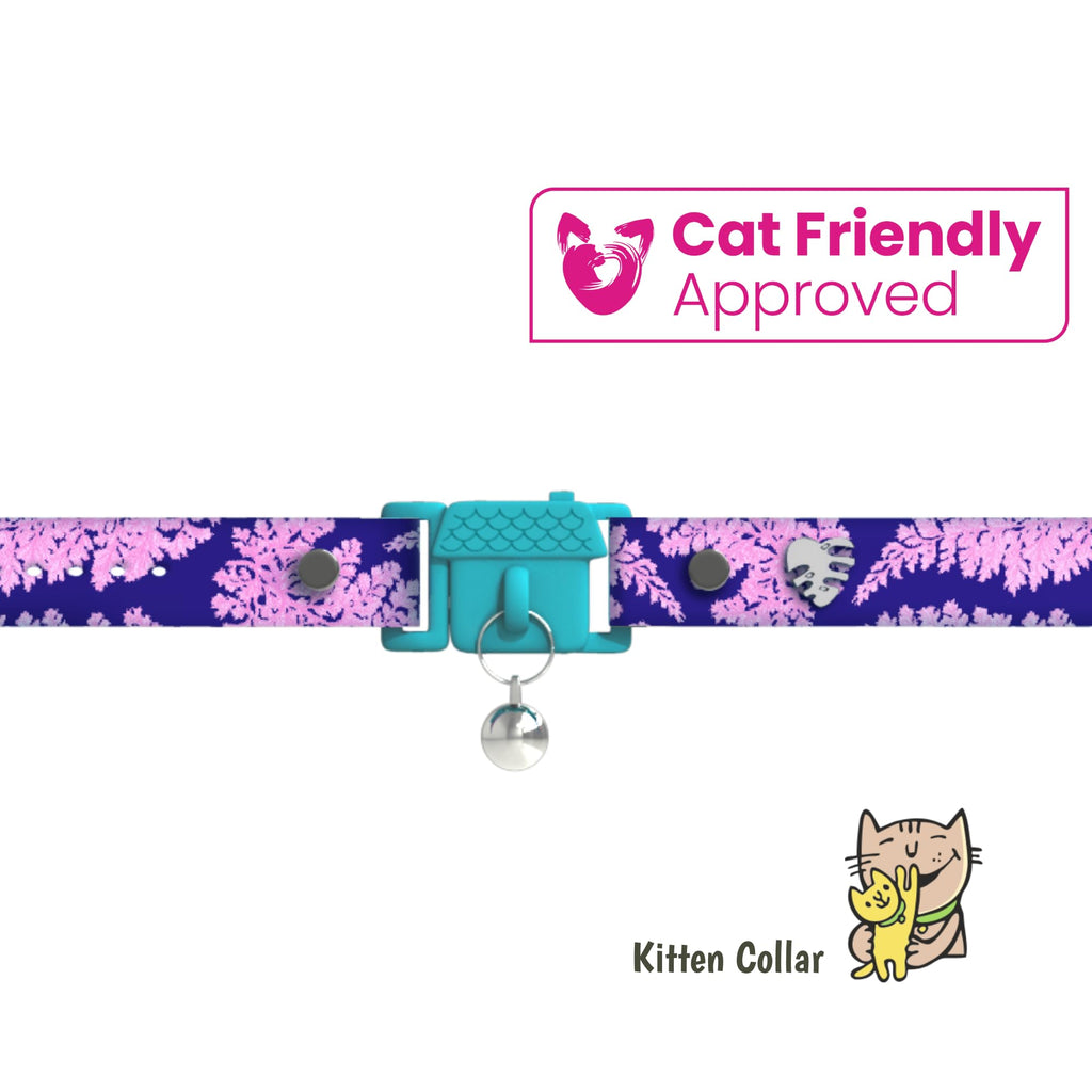 Kittyrama Botanicals Fern Kitten Collar. Award Winning. Hypoallergenic, Quick Release Breakaway, Comfy & Soft. Vet Approved. Other Styles Available