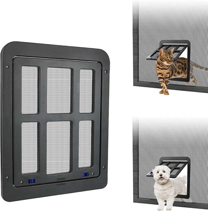 NAMSAN Dog Screen Door, Flap Opening 11.2 x 14.4 inches, Dog Door for Screen Door, Large Pet Door for Sliding Door Magnetic Self-Closing, Screen Door with Doggie Door Built in, Lockable