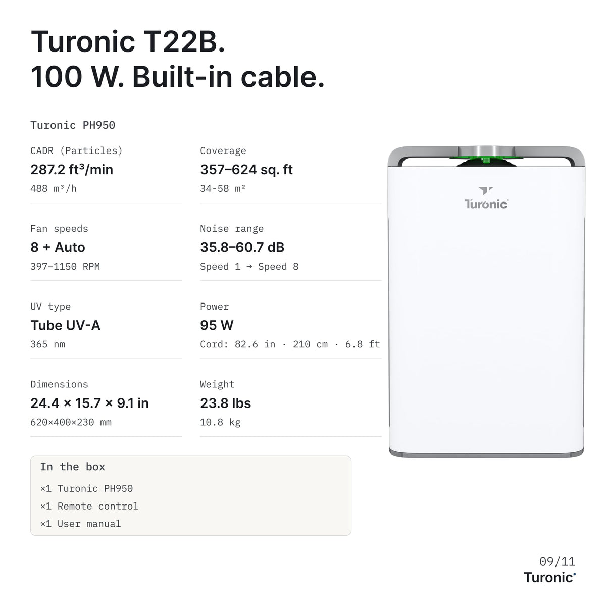 Turonic PH950 Air Purifier and Humidifier Combo for Large Rooms – HEPA