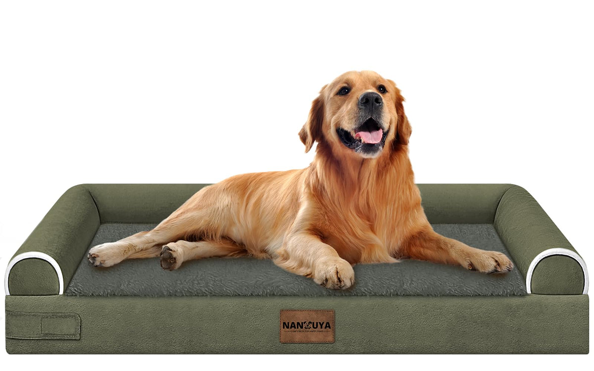 NANUYA Orthopedic Dog Bed for Jumbo Dogs, 48 x 33 Inch, Light Grey
