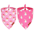 PTDECOR Pink Christmas Dog Bandana, Santa Snowman Pet Scarf, X-Large