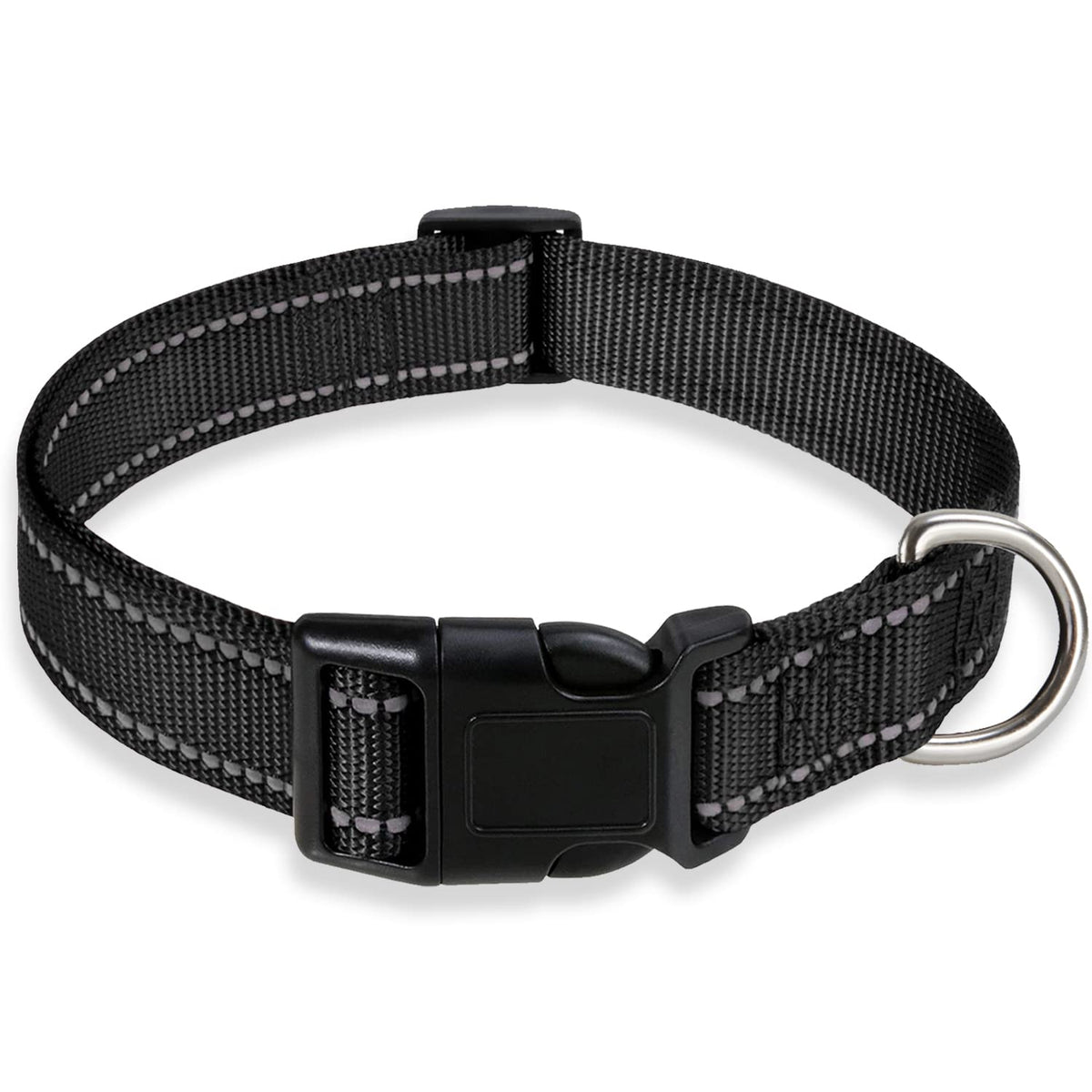 Reflective Dog Collar with Buckle Adjustable Safety Nylon Collars for Small Medium Large Dogs, Light Pink L