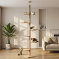 Erinnyees Cat Tree, Floor to Ceiling Cat Tree Height (86-106 in) Adjustable Cat Tower 6 Tier Hemp Scratching Post Cats Activity Center Removable Washable Pads