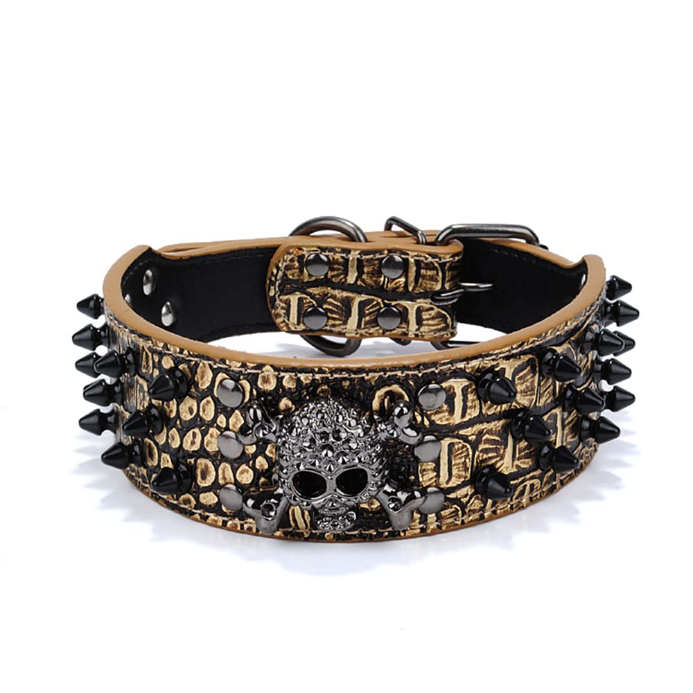 Serijoars Spiked Studded Dog Collar, PU Leather Dog Collar, Adjustable Pet Collars for Medium or Large Breed Pet (M, Pink)