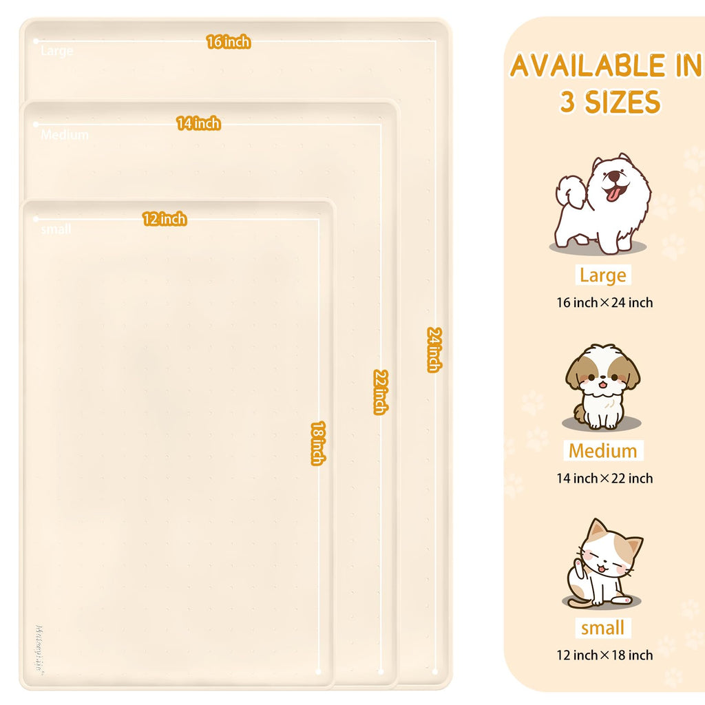 MateeyLife Silicone Cat & Dog Food Mat for Floors Waterproof, Anti-Slip Dog Bowl Mats for Food and Water, Pet Feeding Mats with Lip to Prevent Spills, Pet Placemat for Messy Drinkers to Protect Floors