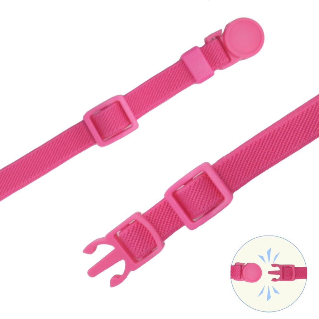 Breakaway Cat Collar with Bell, Safety Buckle Kitten Collar, Elastic Strech Quick Release, Adjustable Lightweight Collars for Girl Boy Cats, Pet Supplies, Accessories, Gifts Rose Red