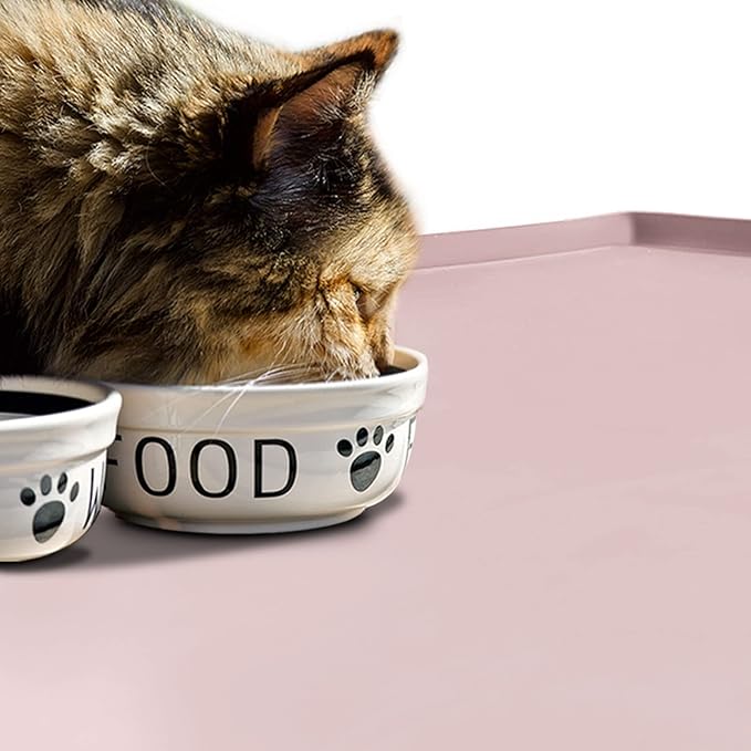 Dog Food Mat,Silicone Waterproof Food Tray,Non Slip Pet Bowl Mats Placemat,1" Raised Edge,Suitable for Most Small and Medium Sized Pets,32" x 24"