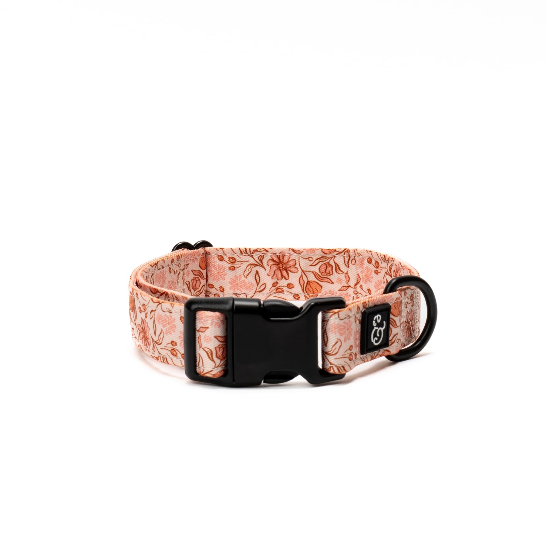 Lucy & Co. Dog Collar - Durable Lightweight Designer Collar for Pets - Adjustable Metal Safety Buckel. - Peach Pink Floral Plaid - Medium