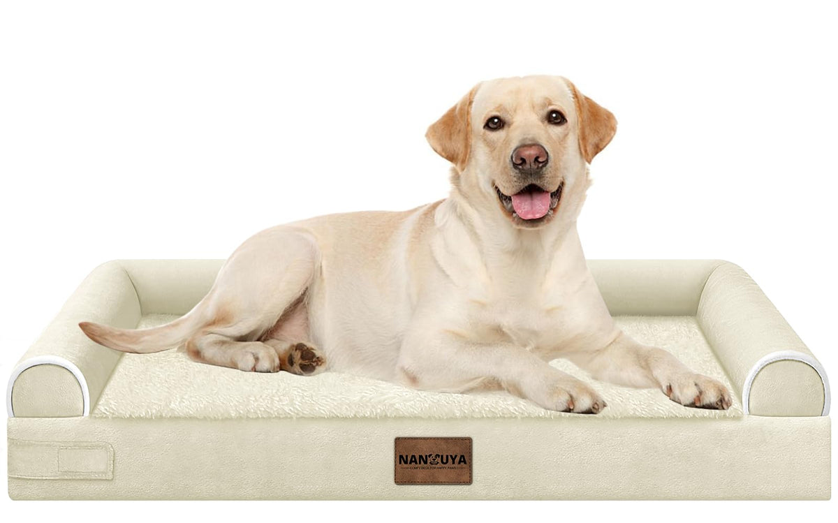 NANUYA Orthopedic Dog Bed for Jumbo Dogs, 48 x 33 Inch, Light Grey