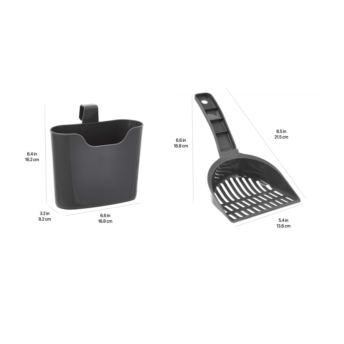 Amazon Basics Durable Cat Litter Scoop with Holder, Hangs on Litter Box, Efficient Scooper
