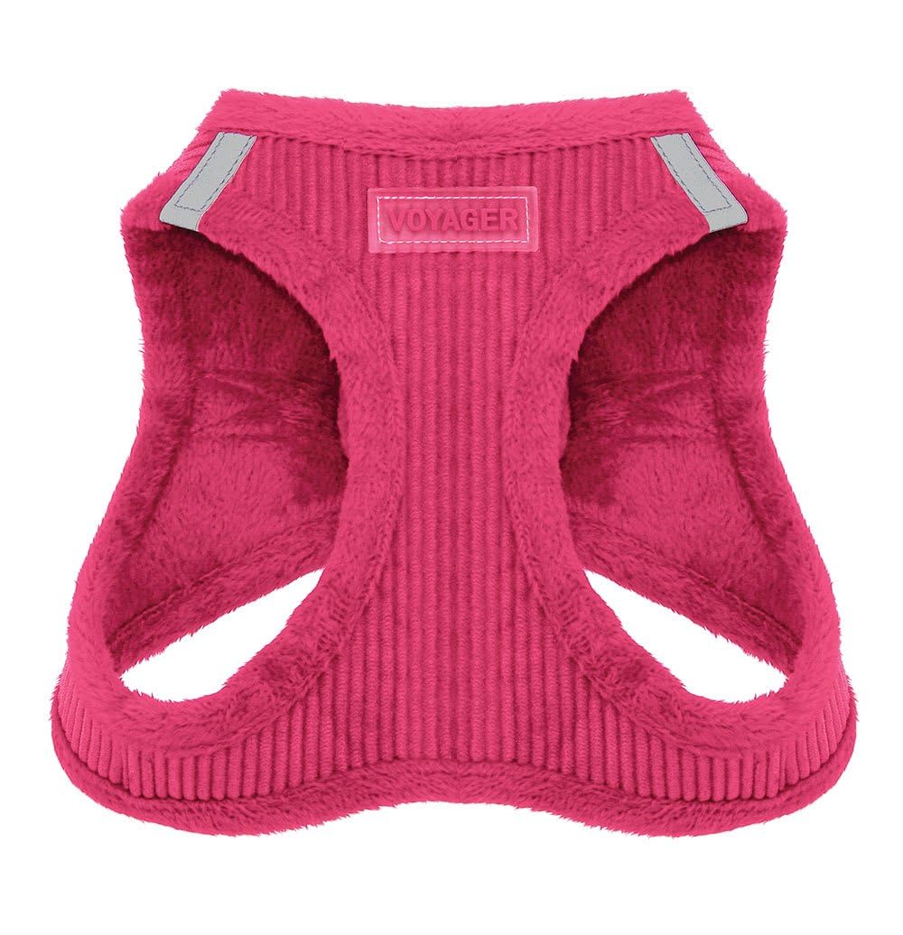 Voyager Step-in Plush Dog Vest Harness -Fuchsia Corduroy, X-Large