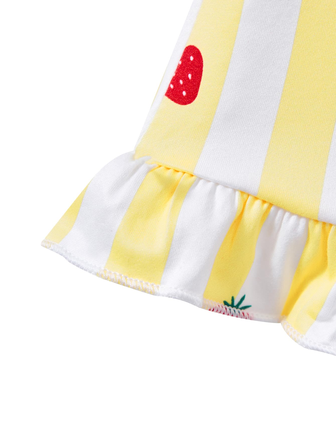 Popshion Baby Girls Summer Clothes Strawberry Outfits for Girls Ruffle Sleeveless Smocked Shirts Strawberry Top and Short 2pcs Yellow Outfits Set Size 8t/2229