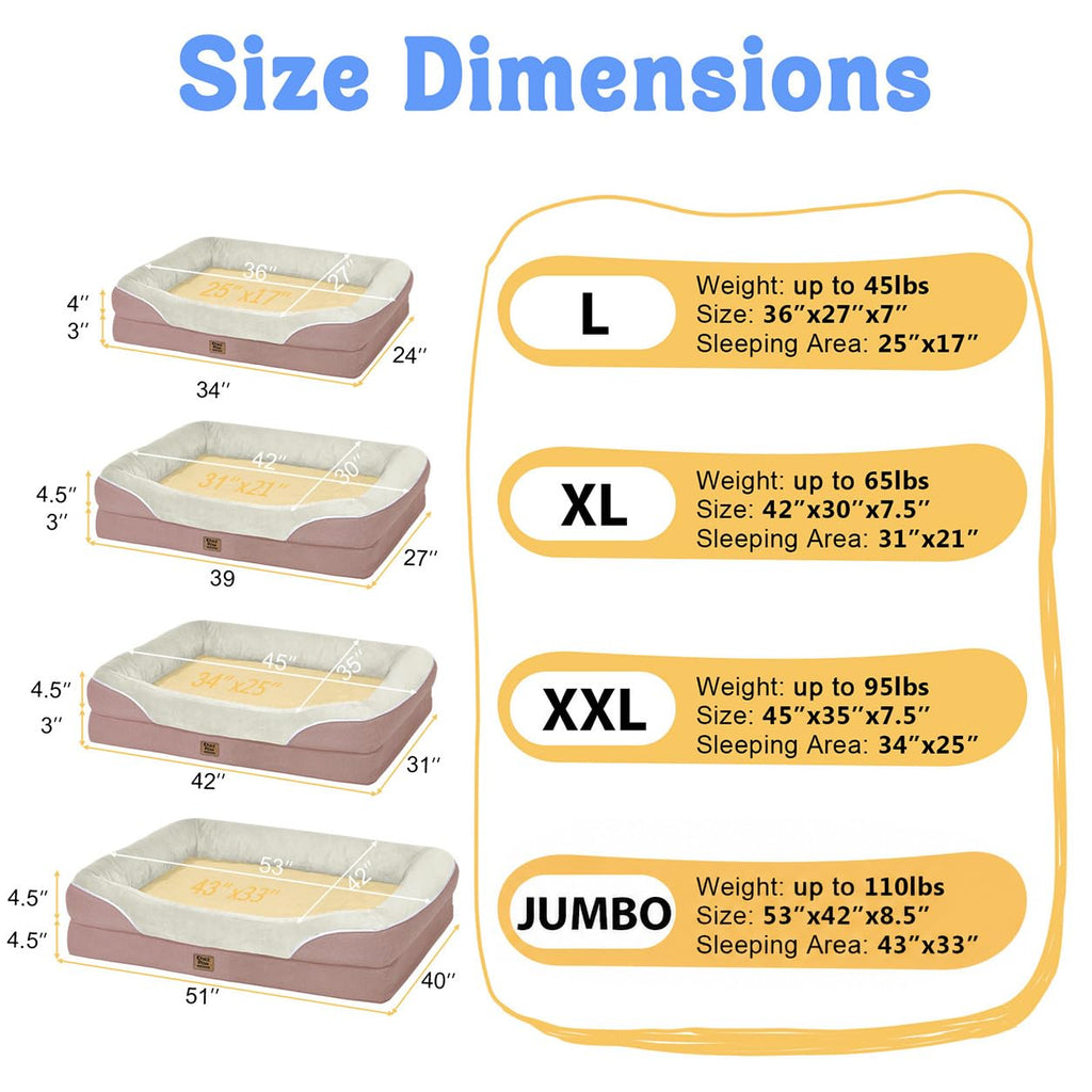 Chez Paw Waterproof Orthopedic XL Dog Bed for Large and Extra Large Dogs