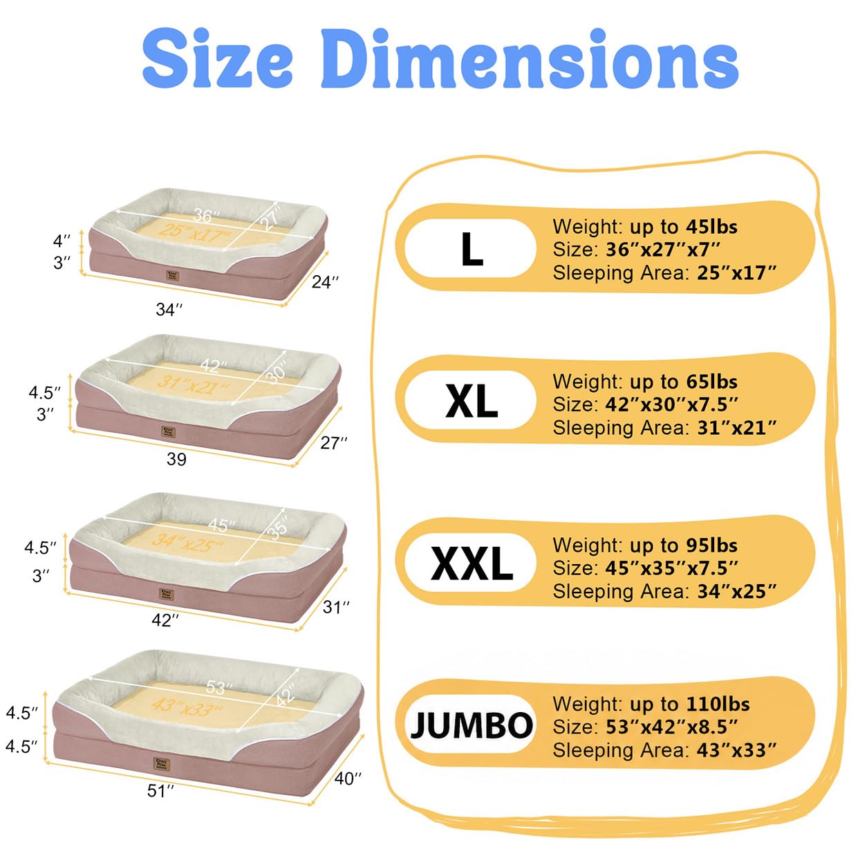 Chez Paw Waterproof Orthopedic XL Dog Bed for Large and Extra Large Dogs
