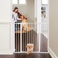 MYPET EasyPass Extra Tall & Wide Walk Thru Pet Gate: 29.75” - 52” Wide Dog Gate with Adjustable Pass-Thru Pet Door; Pressure Mounted, No Tools Needed, 41" Tall, White