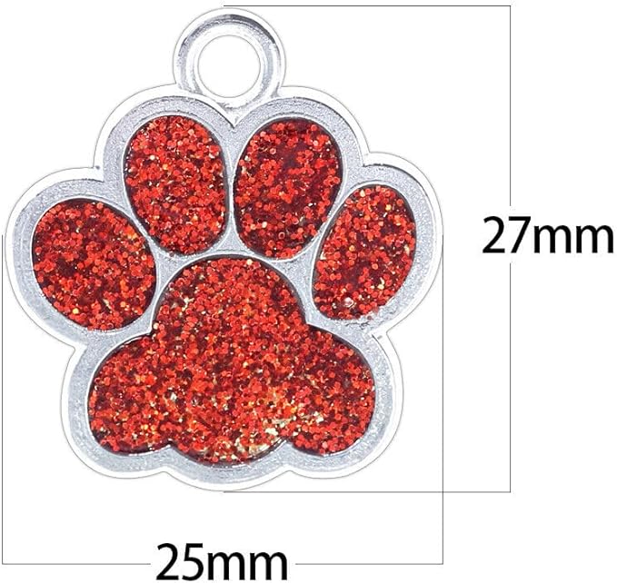 Cute Personalized Pet Name Tags for Cats/Dogs - Glitter Custom pet id tag, Dog id Tags Engraved for Pets, Customizable cat tag, pet Collar Charms, Dog Name tag (Paw-Shaped-Small: Pink)