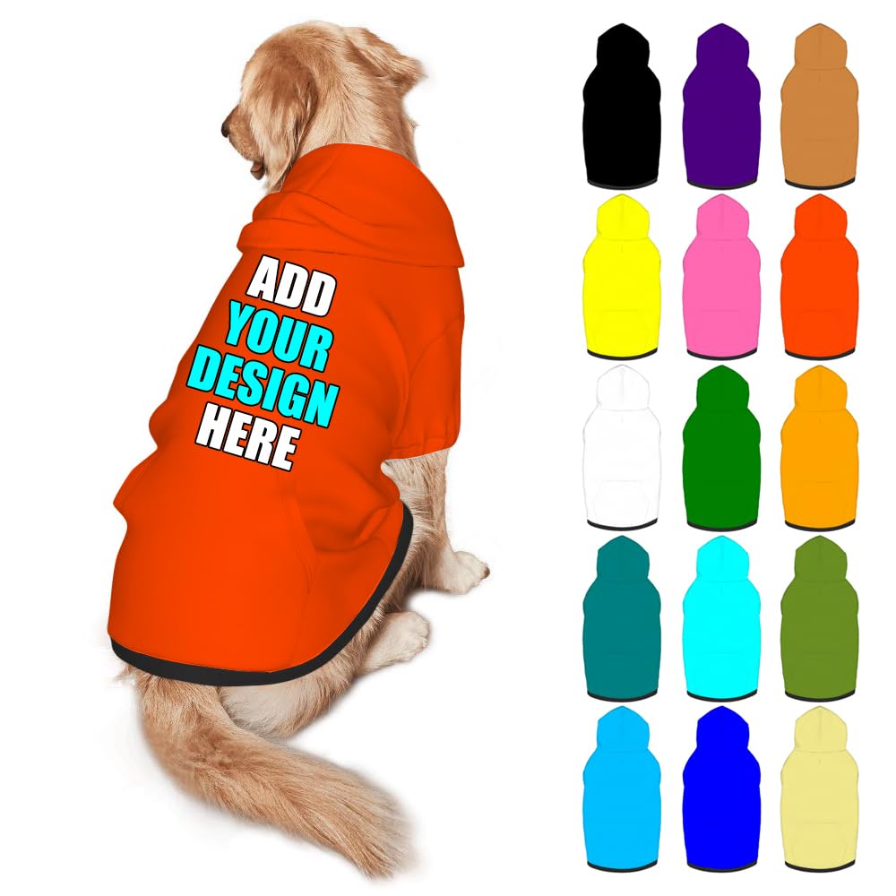 Mynvzrk Personalized Dog Hoodie Customized with Name Photo Pet Warm Sweater Hoodie for Medium Large Dogs & Cat Puppy, Indigo, XXL
