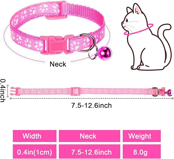 Puppy Leash and Collar Set 3Pcs Dog Collar and Leash Paw Print Whelping ID Collars Buckle Soft Nylon Litter Adjustable Pet Collar for Puppy Small Dogs Walking Training (Pink Green Blue)