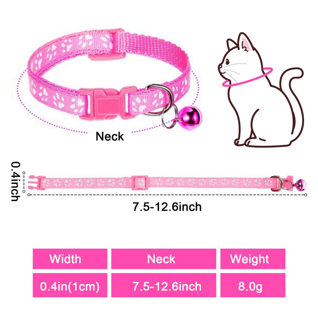 Puppy Leash and Collar Set 3Pcs Dog Collar and Leash Paw Print Whelping ID Collars Buckle Soft Nylon Litter Adjustable Pet Collar for Puppy Small Dogs Walking Training (Pink Green Blue)