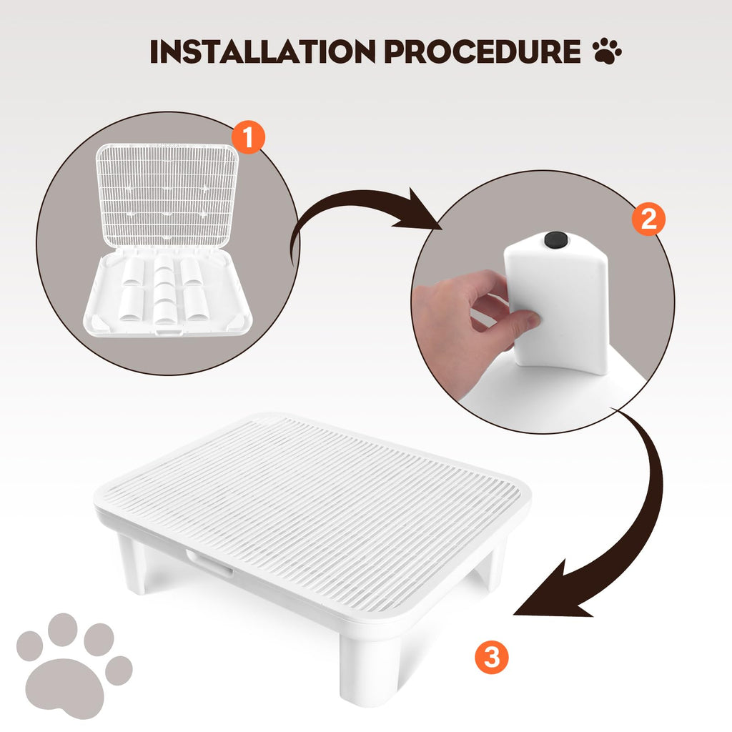 Cat Step Ramp Adjustable Litter Box Step with Filter Function, White
