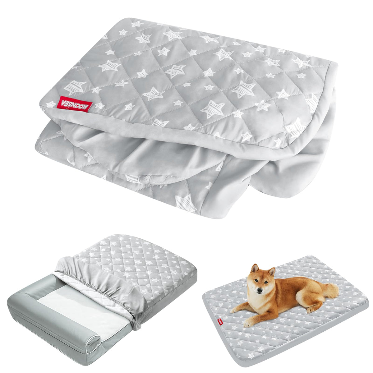 Waterproof Dog Bed Covers Replacement Lovely Grey Star Print, 35x44 Inches