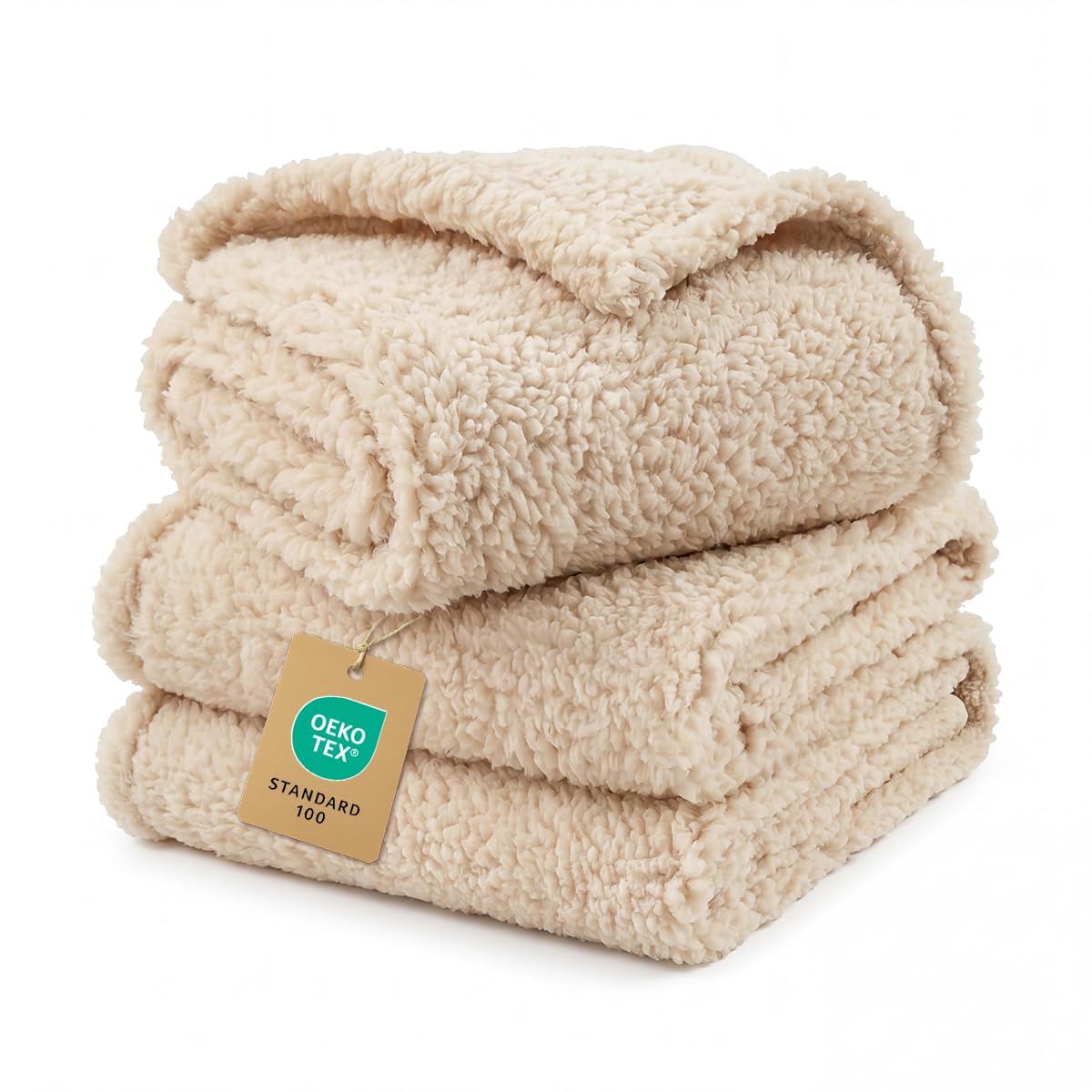 Luciphia 1 Pack 3 Calming Dog Blanket Fluffy Premium Fleece Pet Blankets Soft Sherpa Throw for Dogs Puppy Cat Grey/Beige/HazeBlue Large (41" x31")