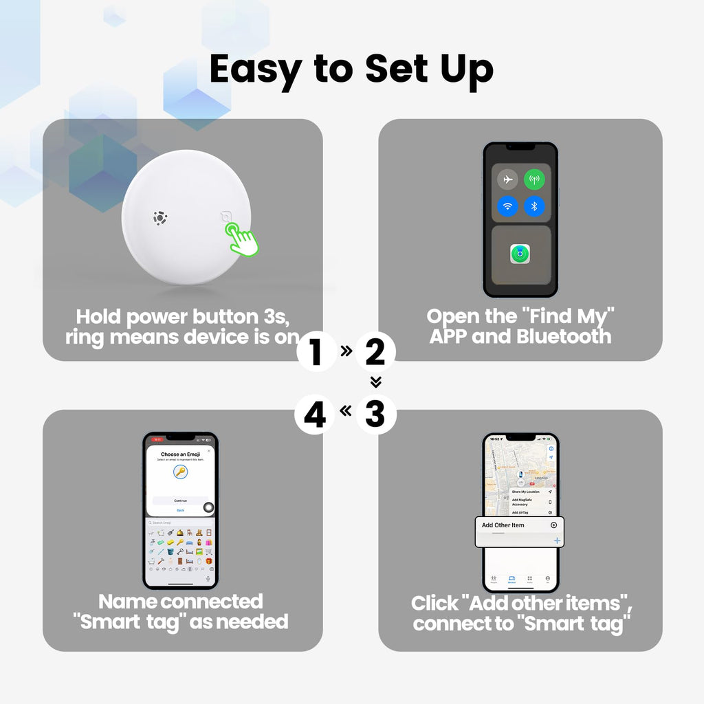 Smart Pet Tracker for Collar - Dog Trackers Location for Pet with Holder, No Monthly Fee, Real-Time Tracking, iOS Only, Long-Lasting, IPX6 Waterproof, Anti-Lost Tracker for Cats, Bag Straps, Black