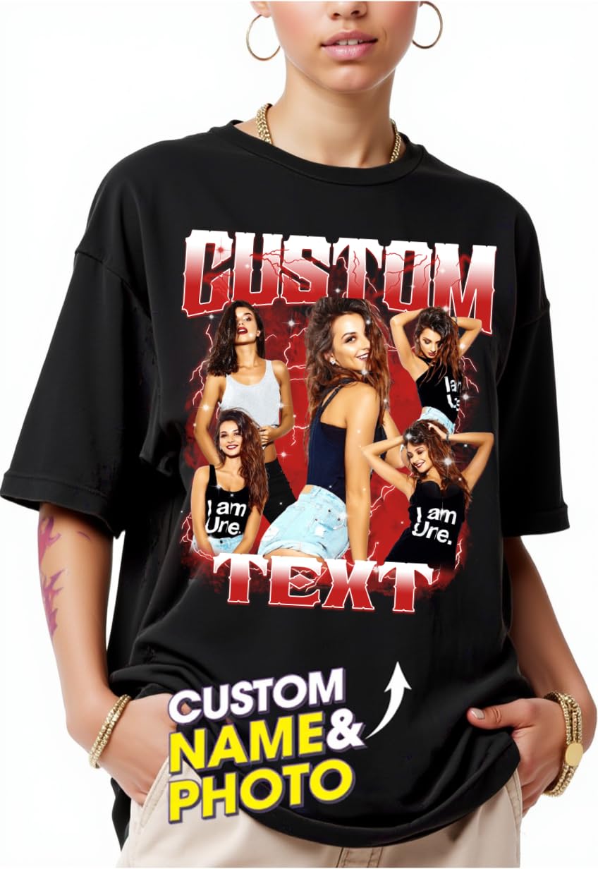NAZENTI Custom Valentine Shirt Gifts Boyfriend, Customized Bootleg Rap Tee, Girlfriend Shirt for Boyfriend, Customized Gifts, Custom Photo Vintage Graphic T-Shirts, Boyfriend Birthday Gifts 03