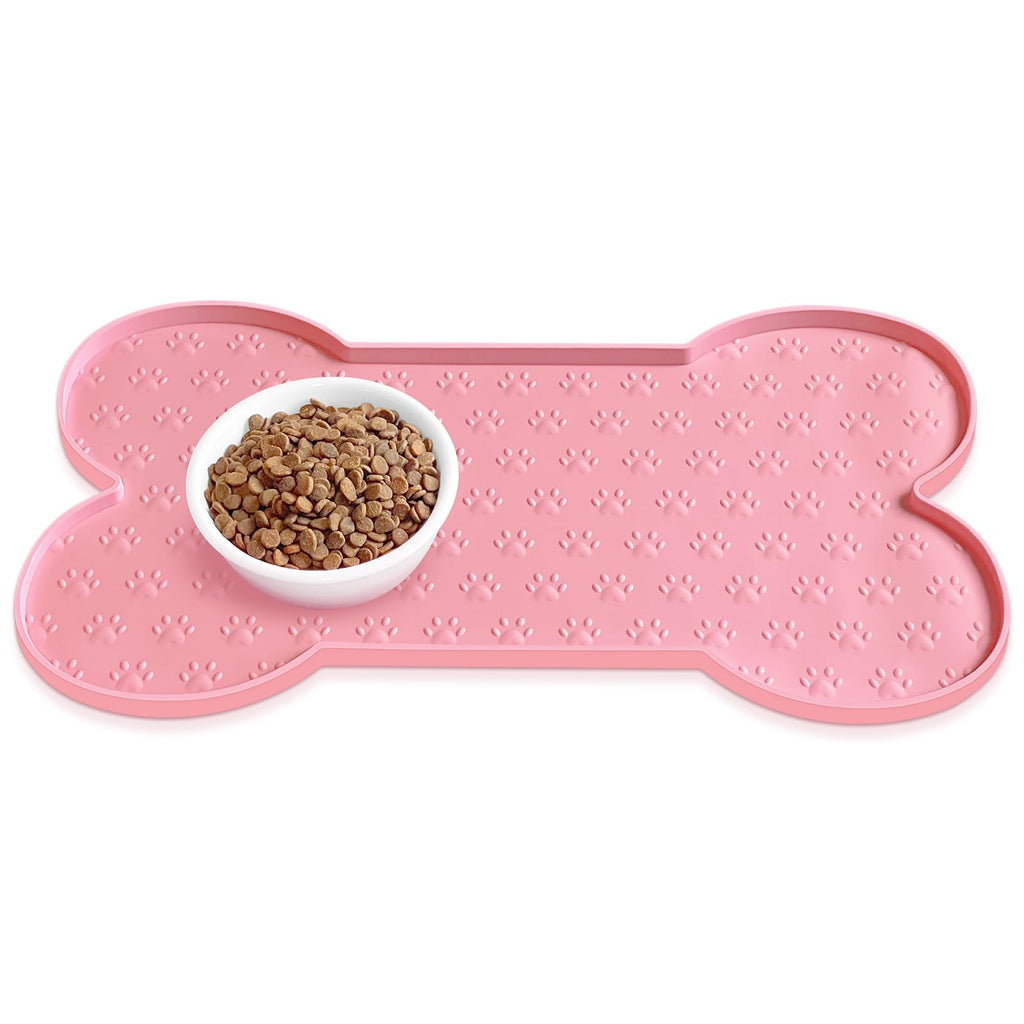 PWTAA Dog Food Mat Anti-Slip Silicone Dog Bowl Mat Thicker Pet Placemat Waterproof Cat Feeder Pad with Raised Edge Puppy Kitten Feeding Mats Suitable Small Medium-Sized Dogs Cats Eating Tray