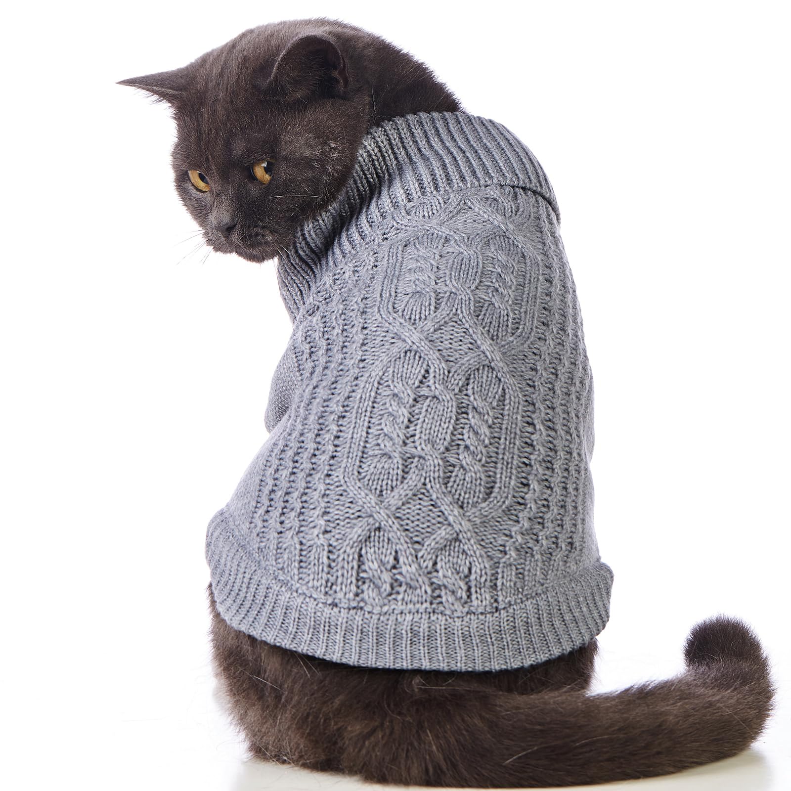 Jnancun Cat Sweater Stretchy,19 Colors,6 Sizes,Snug Winter (Grey, Large, Vest)