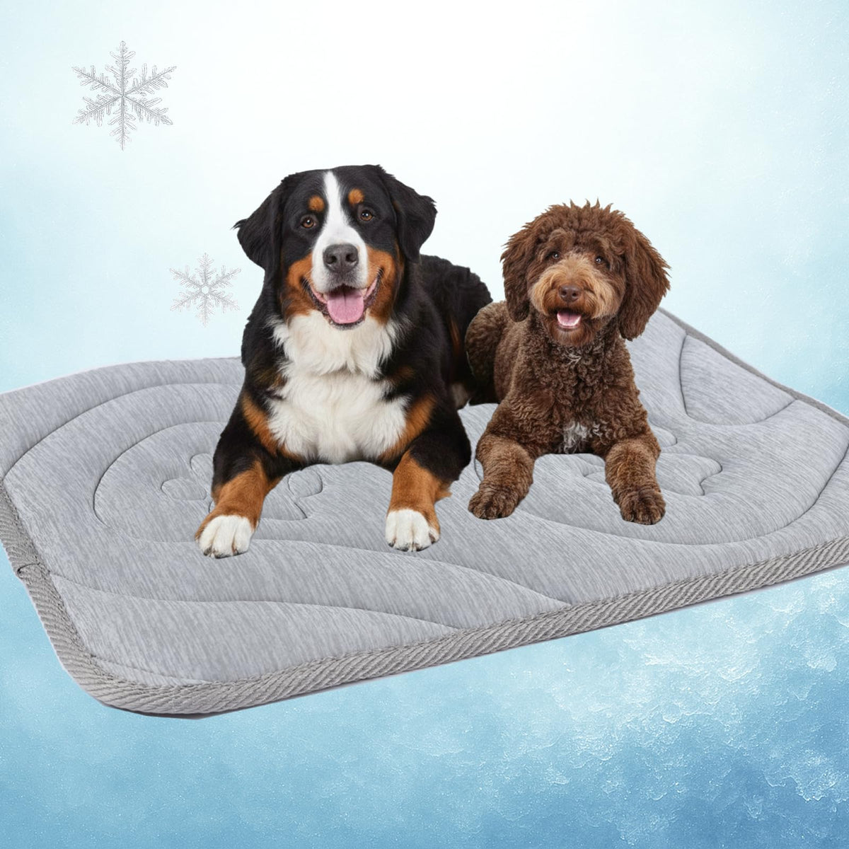 Pawhoo Reversible Dog Cooling Mat for Large Dogs 48"x29" — Thick & Durable Orthopedic Breathable 3D Mesh, Cool-Feel Arc-Chill Fiber (Q-Max>0.5) & Soft Velvet, Machine Washable, Cool Gray