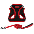 Best Pet Supplies Voyager Step-in Air All Weather Mesh Harness and Reflective Dog 5ft Leash Combo with Neoprene Handle, for Small, Medium and Large Breed Puppies - Red Trim, Medium