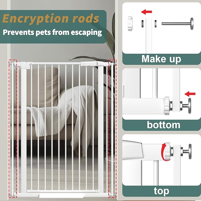 40.55" Tall, 61.61-69.48 Inch Wide, 1.37" Ultra Narrow Spacing Dog Pet Baby Gate Indoor for Doorway Hallway, Pressure Mounted 62 63 64 65 66 67 68 69 Inches Wide