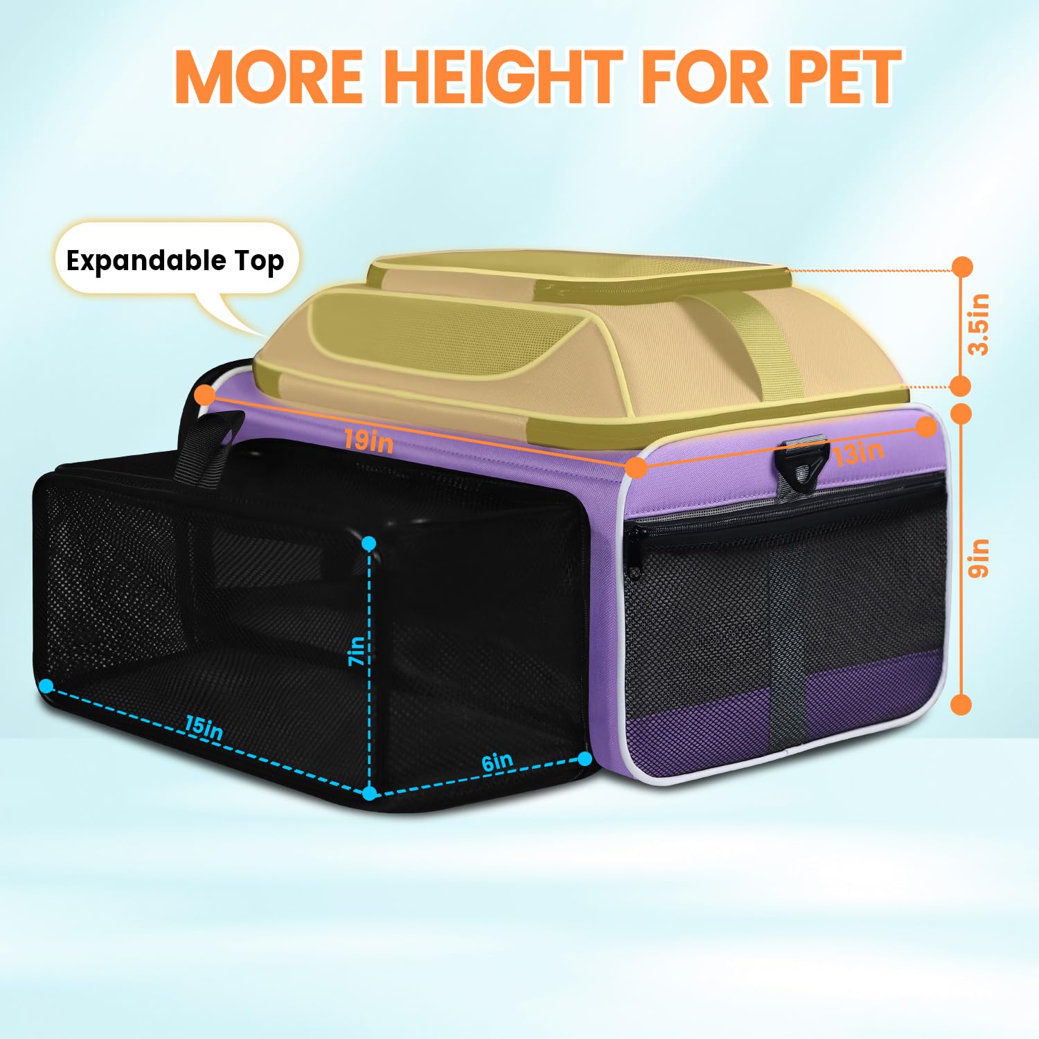 Petskd Top and Side Expandable Pet Carrier Airline Approved, Purple