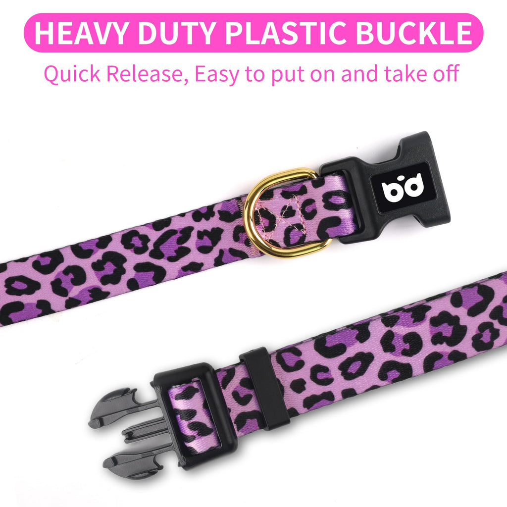 QQPETS Adjustable Soft Dog Collar: Print Flower Pink Multicolor Cute Patterns for XS Small Medium Large Pet Girl Boy Puppy Walking Running Training
