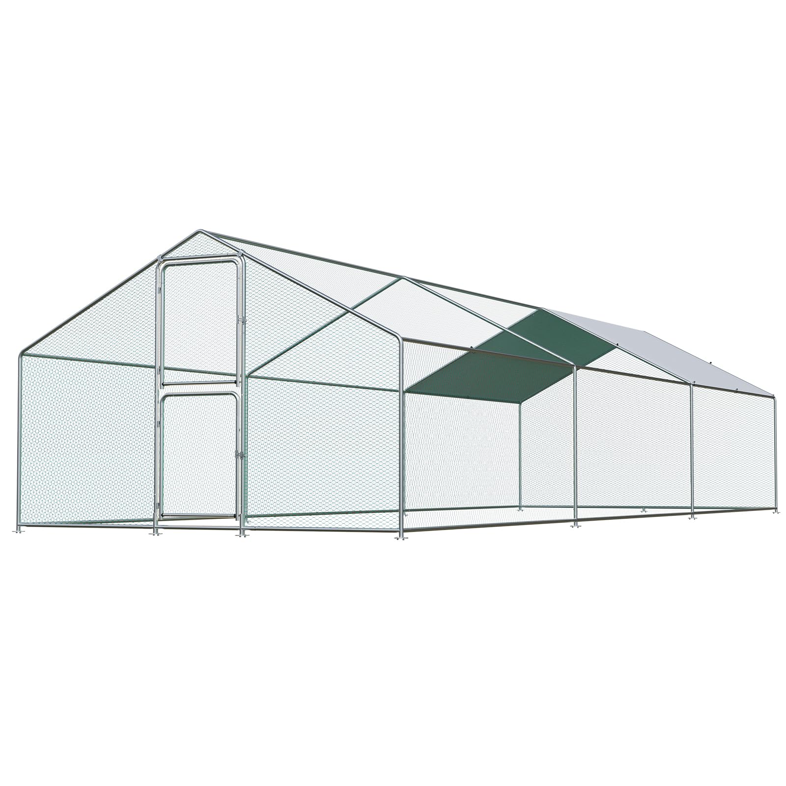 Airynee Large Chicken Coop, Chicken Coops for 30 Chickens, Chicken Runs for Yard with Water Poof & UV Resistance Cover, Spire Roof Chicken Coop Run with Double Lockable Doors for Outdoor Backyard