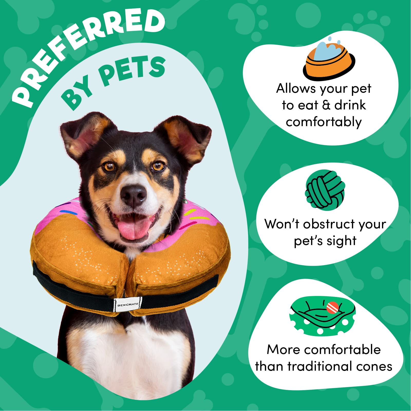 BENCMATE Inflatable Dog Cone Collar Alternative After Surgery XLarge