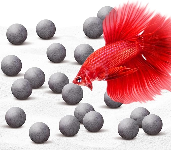 SunGrow 20 Pack Betta Fish Water Conditioner Ball, Aquarium Mineral Supplement for Fish Tank Clarity, Improve Water Quality Balance, Safe Ionic Support, 0.5 Inch Sphere