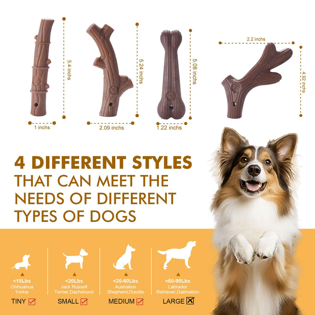 4 Pack Durable Dog Chew Toys for Aggressive Chewers-Puppy Teething Toys, Long-Lasting Dog Bones for Small & Medium Breeds-Indestructible Chew Toys for Dogs to Keep Them Busy & Support Dental Health