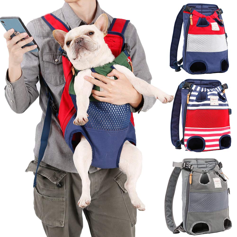Dog Backpack Carrier Small Dog Backpack, Pet Dog Front Backpack Legs Out Dog Chest Carrier for Small Dogs, Cat Backpack Carrier Dogs Travel Back Pack Hands-Free Hiking Bike Motorcycle (Size:11–19 lbs)