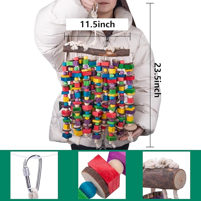 Extra Large Bird Parrot Chewing Toy-Natural Wooden Bird Block Tearing Toys