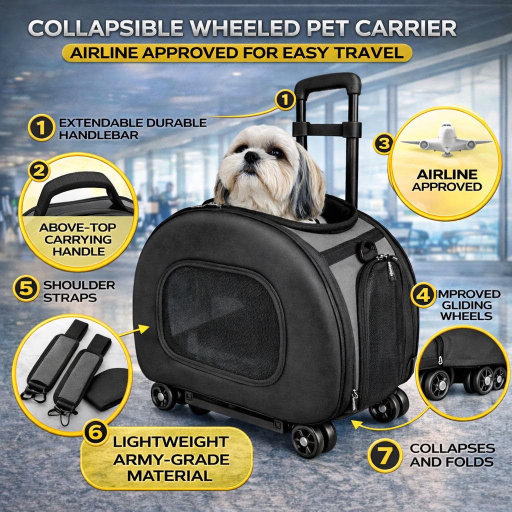 Pet Life Final Destination Carrier - Airline Approved Rolling - Black