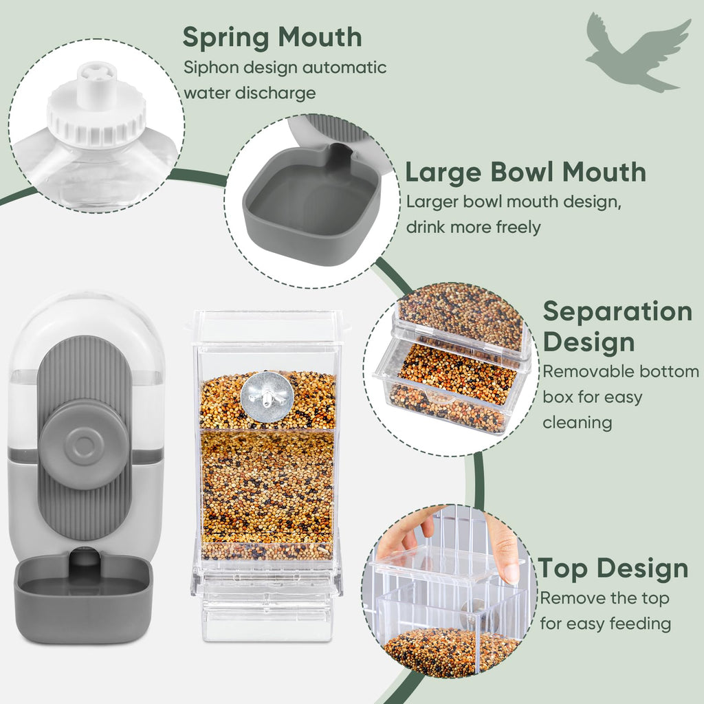 Lemtrflo No Mess Bird Feeder Water Dispenser, Parrot Cage Automatic Feeders
