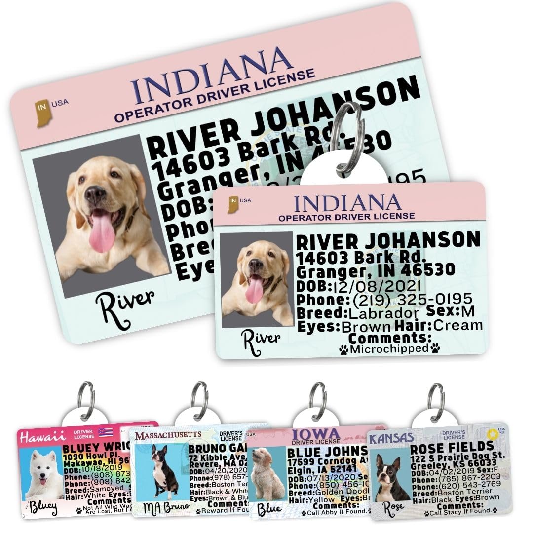 Dog Tags Personalized, Dog ID License Tag for Pets (Arizona, Wallet Card)