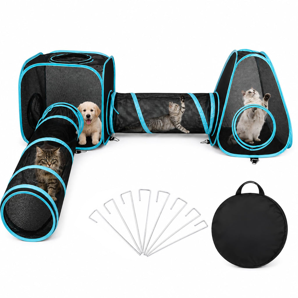 Outdoor Cat Enclosure for Indoor Cats, 4-in-1 Cat Tent Tunnel Playpen Set