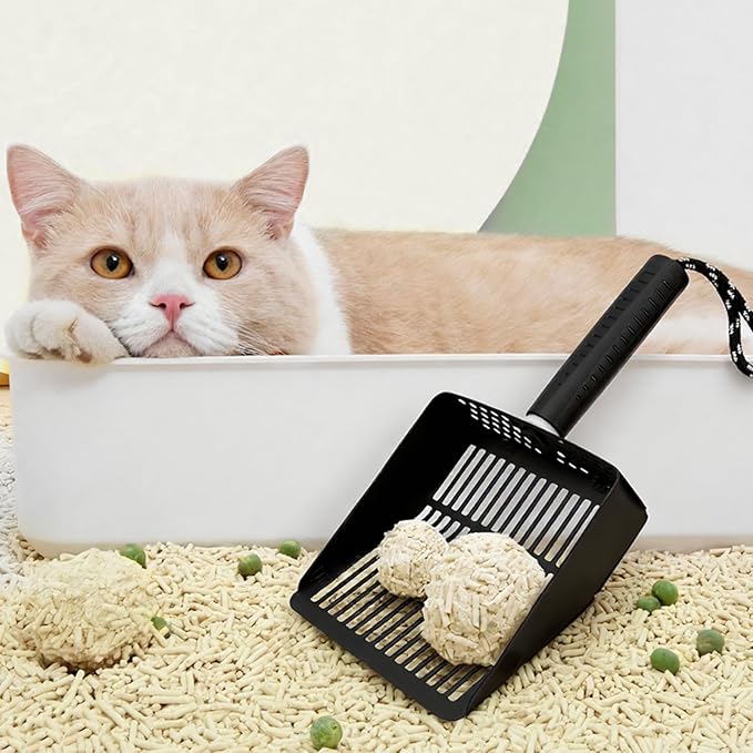 Accesfire Cat Litter Scoop with Holder, Stainless Steel, Non-Slip Handle