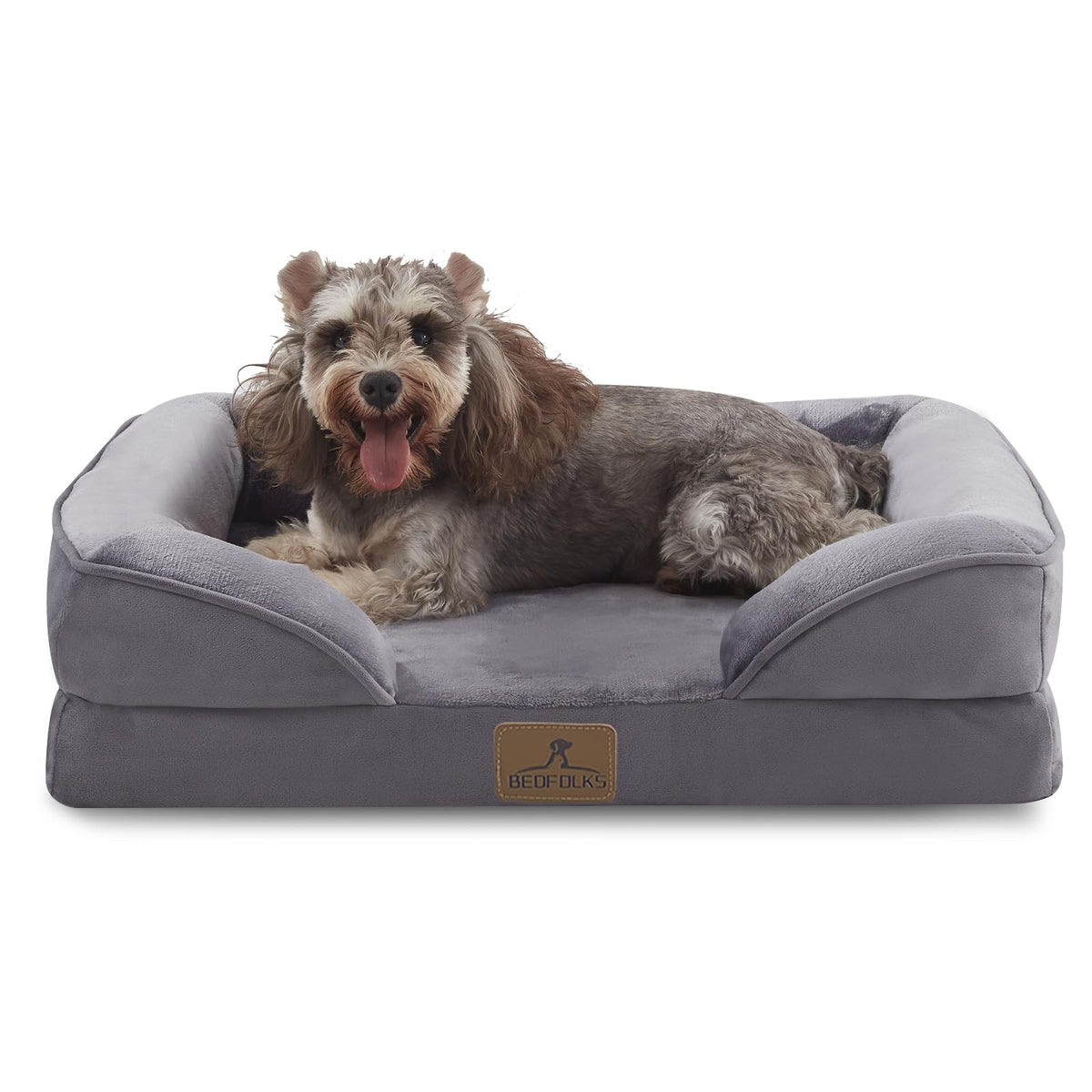 Bedfolks Orthopedic Dog Bed, Big Waterproof Dog Sofa Bed for Large Dogs, Egg Foam Pet Couch Bed with Removable Washable Cover and Nonslip Bottom, Black