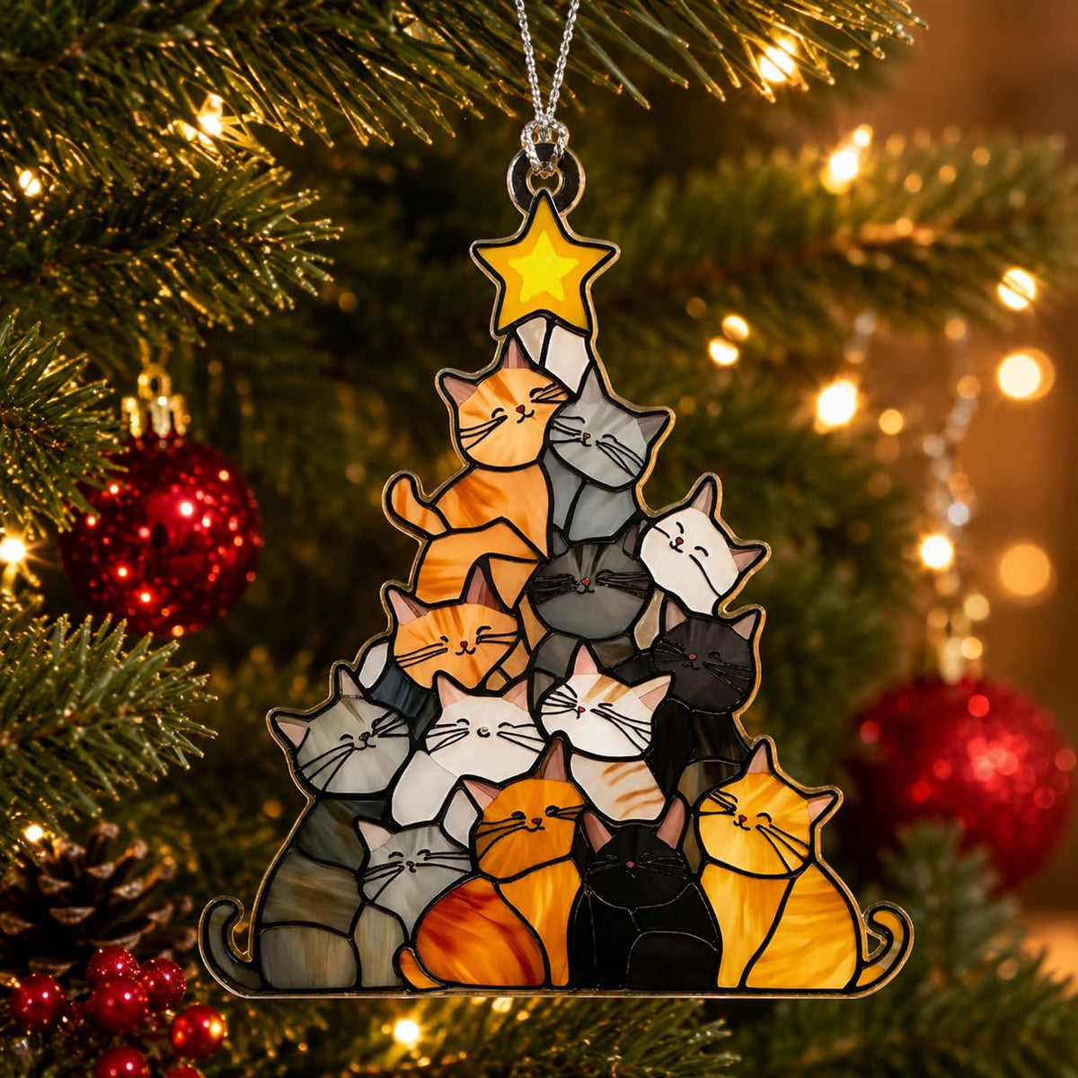 Cat Ornament, Cat Ornaments for Christmas Tree, Funny Holiday Decorations 2026, Black Pet Ornaments, Vintage Classic Christmas Tree Decor, Unique Gifts for Animal Lovers, Festive Tree Topper Ornament