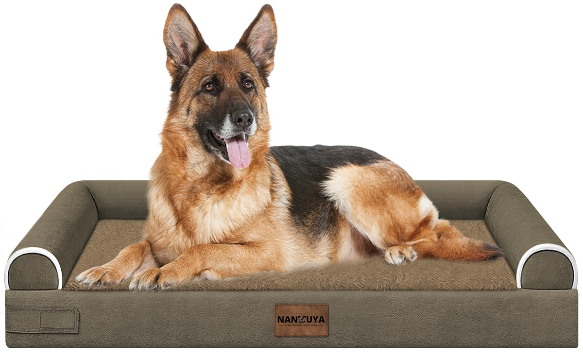 NANUYA Orthopedic Dog Bed for Jumbo Dogs, 48 x 33 Inch, Light Grey