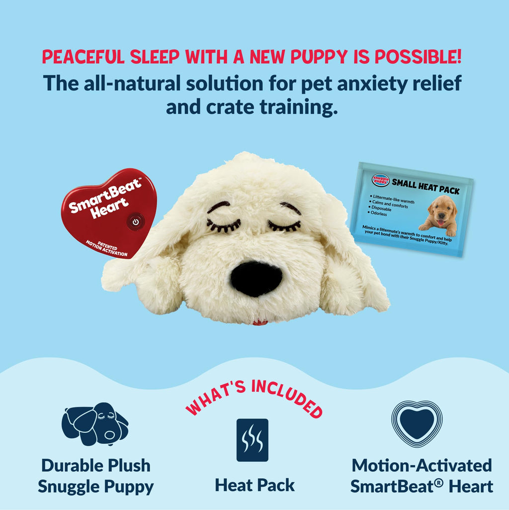 Snuggle Puppy Junior Heartbeat Toy, Calming Comfort, Small Breeds - Cream